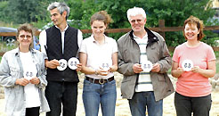 Die Zchter der Sieger: Nicole Winkelmann, Bernhard Langels, Ulrike Sahm, Christoph Hoerdemann und Elke Zaoui - Fohlenmusterung im Trakehner Gestüt Schplitz 2009